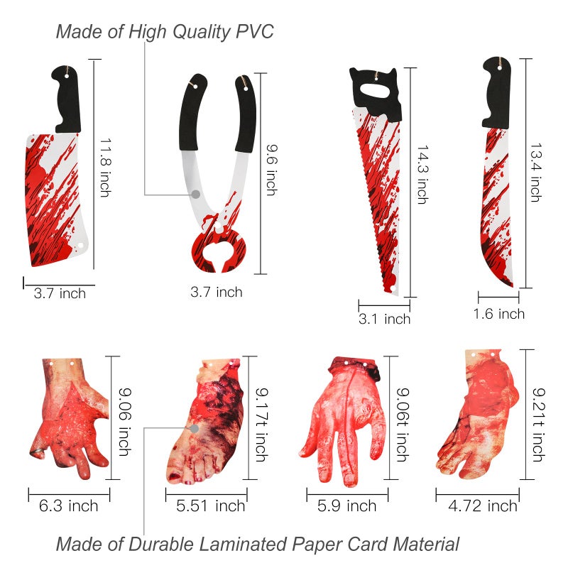Lansian Halloween Decorations Blood Weapon Garland Banner Props Hanging Scary Fake Severed Hand Broken Body Parts for Haunted House Halloween Vampire Zombie Party Supplies (6pcs Body Parts) - Image 5